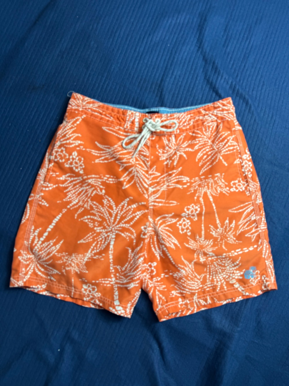 Caribbean Joe Orange Tropical Print Men's Swim Trunks